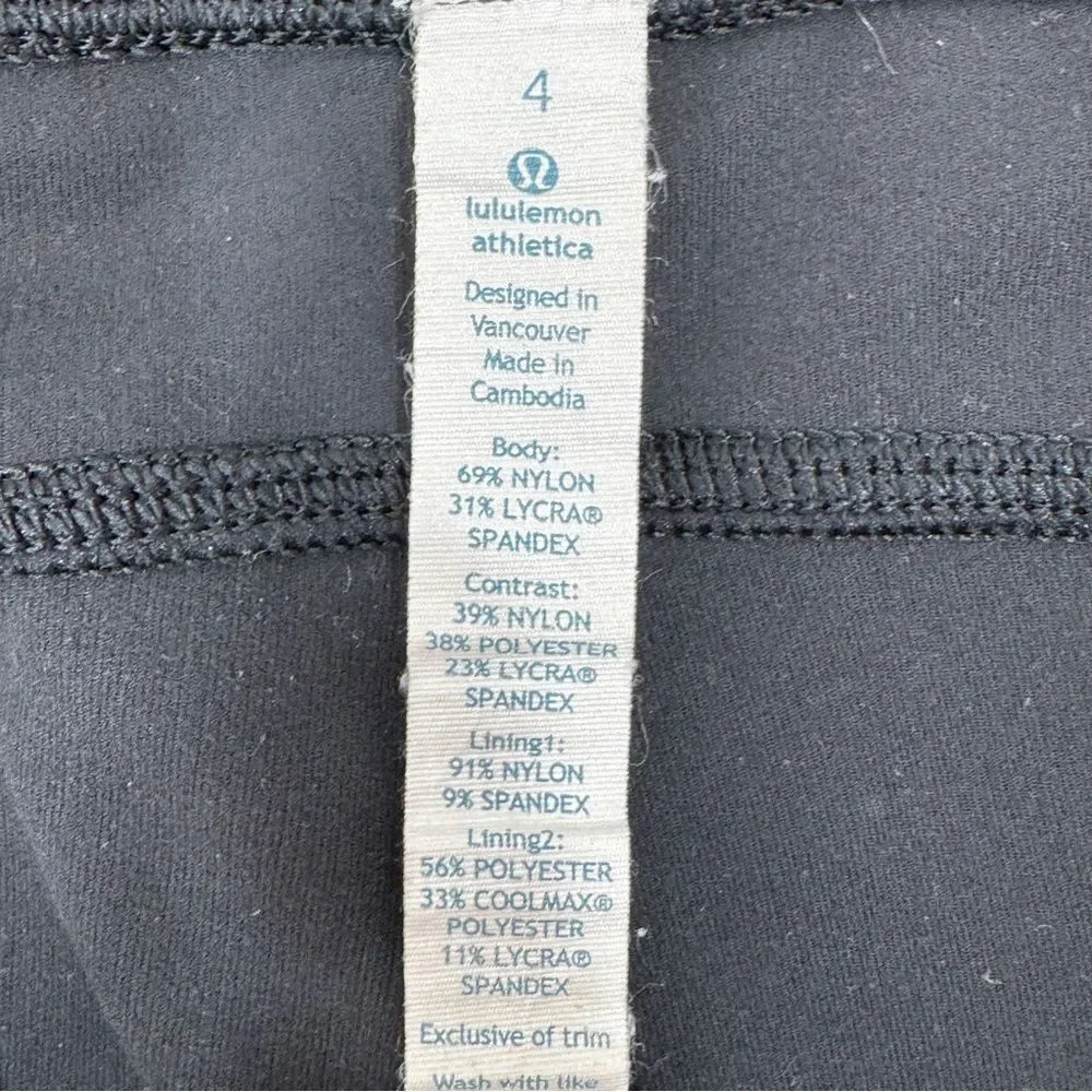 Lululemon‎ Speed Ruched Ankle Striped Waist Leggings Black White 4
